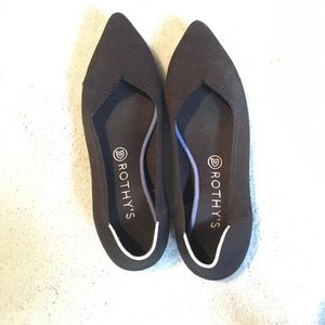 Black Rothys Point, size 10, white halo, $110